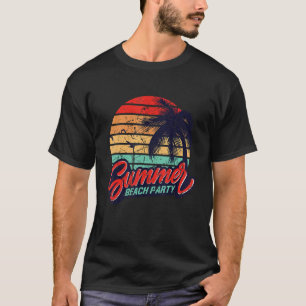 Beach Sunset Tropical Summer Party Retro T-Shirt