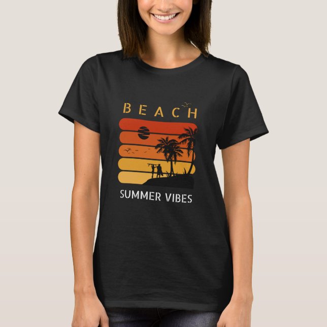 Beach Sunset Vibes | Sommer tropischer T - Shirt (Vorderseite)