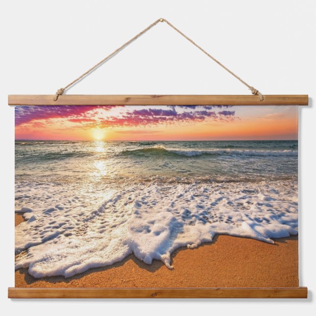 Beach Sunset Wandteppich Mit Holzrahmen (Vorne)