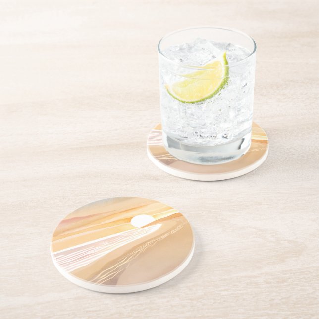 Beach Sunset Watercolor | Beautiful Yellow  Getränkeuntersetzer (Seite)