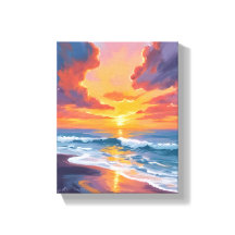Beach Sunset Watercolor Ocean Painting