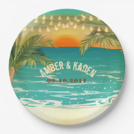 Beach Sunset Wedding Custom Paper Teller