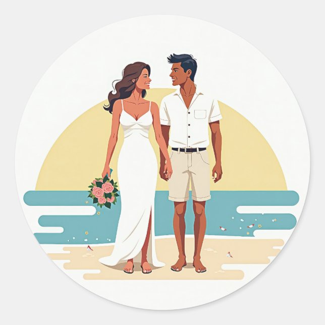 Beach Sunset Wedding Sticker (Vorderseite)