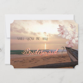 Beach Sunset Wedge, Plumeria Bridesmaid Card Einladung