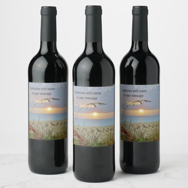 Beach Sunset Wine Label Weinetikett (Flaschen)