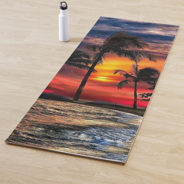 Beach Sunset Yoga Mat mit Palmen Yogamatte (Beispiel)
