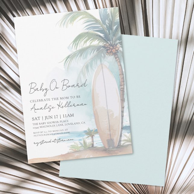 Beach Surf Baby an Bord Sommer Babydusche Einladung (Beach Surf Baby On Board Summer Baby Shower Invitation)