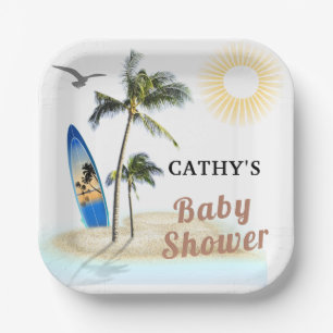 Beach Surf Baby Dusche 7" Square Papierplatte Pappteller