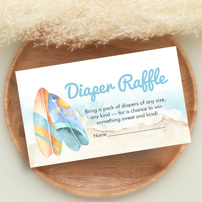 Beach Surf Baby on Board Baby Shower Diaper Raffle Begleitkarte (Baby on Board Baby Shower Diaper Raffle)