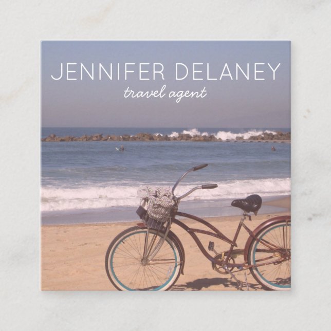 Beach Surf Bike Foto Tourismus Quadratische Visitenkarte (Vorderseite)