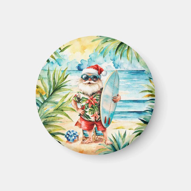 Beach Surf Christmas Party with Santa Claus  Magnet (Vorne)