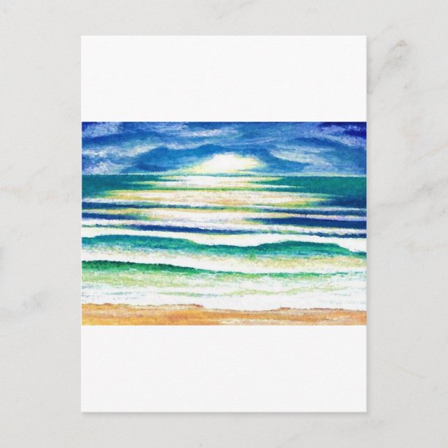 Beach Surf Ocean Waves Beach Deco Sonnenaufgang Postkarte (Vorderseite)