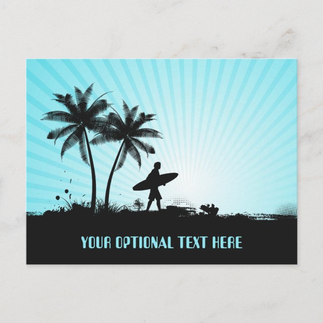 Beach Surfer benutzerdefinierte Textpostkarte Postkarte (Vorderseite)