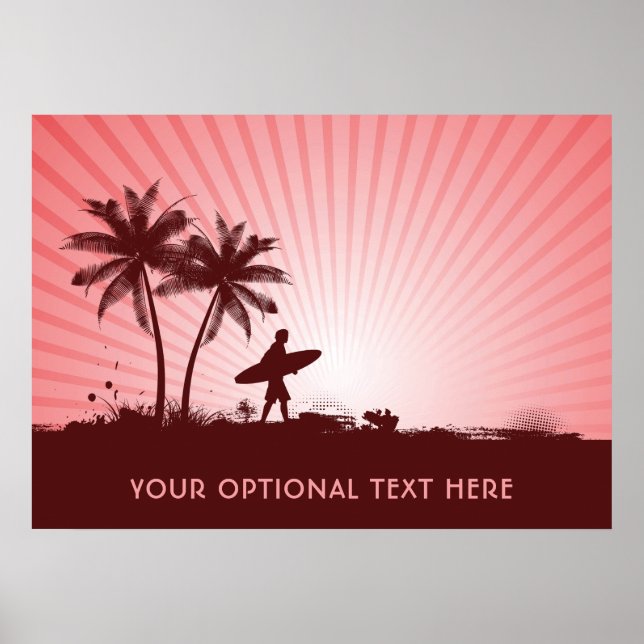 Beach Surfer benutzerdefiniertes Textposter Poster (Vorne)