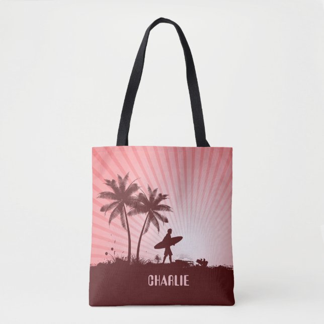 Beach Surfer individuelle Name Taschen (Vorderseite)