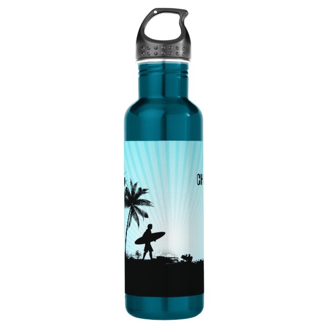 Beach Surfer individuelle Name Wasserflaschen (Vorderseite)
