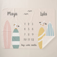 Beach Surfer Twins Milestone Baby