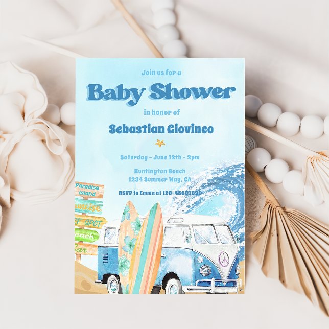 Beach Surfing Baby Dusche Einladung (Von Creator hochgeladen)
