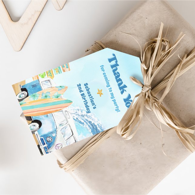 Beach Surfing Geburtstagsparty Geschenkanhänger (Von Creator hochgeladen)