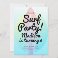 Beach Surfing Party Ombre Blue Einladung