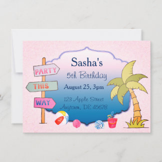 Beach Thema Custom Geburtstagsparty Einladung
