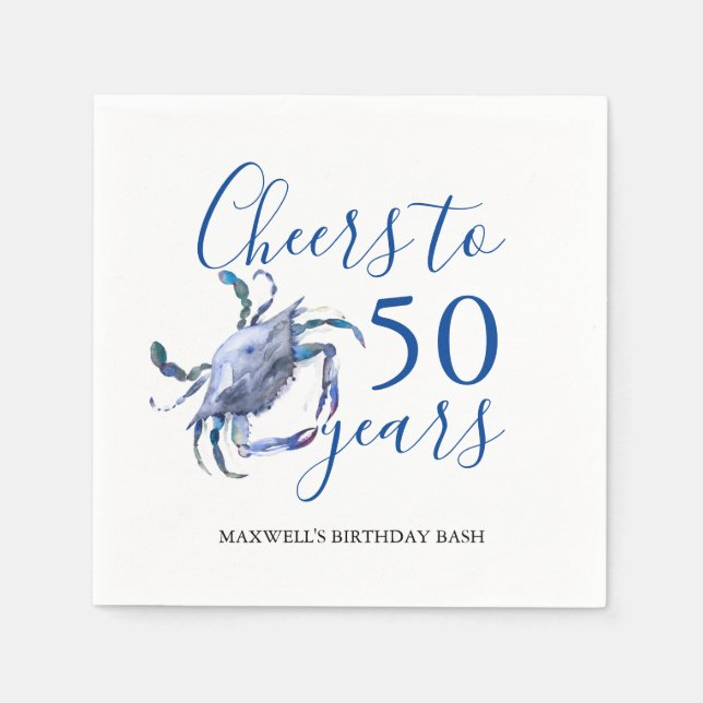 Beach Theme 50. Geburtstag Cocktail Napkins Serviette (Vorderseite)