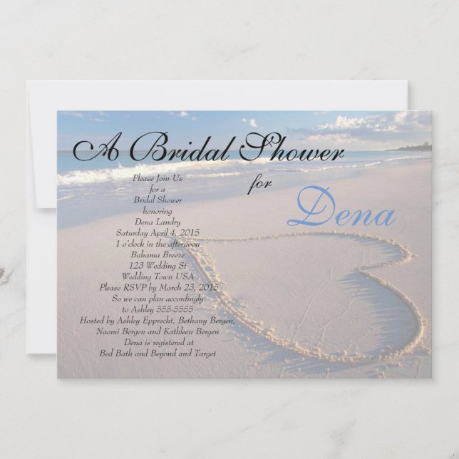 Beach Theme Bridal Dusche Einladung (Vorderseite)