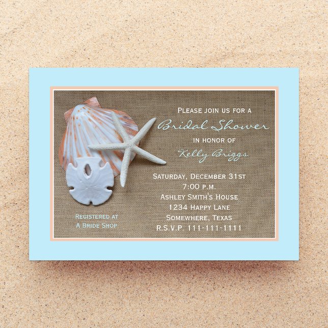 Beach Theme Bridal Shower Einladung — Burlap (Von Creator hochgeladen)