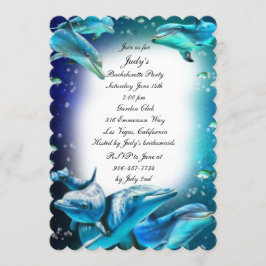 Beach Theme Dolphin Wedding Junggeselinnen-Abschie Einladung