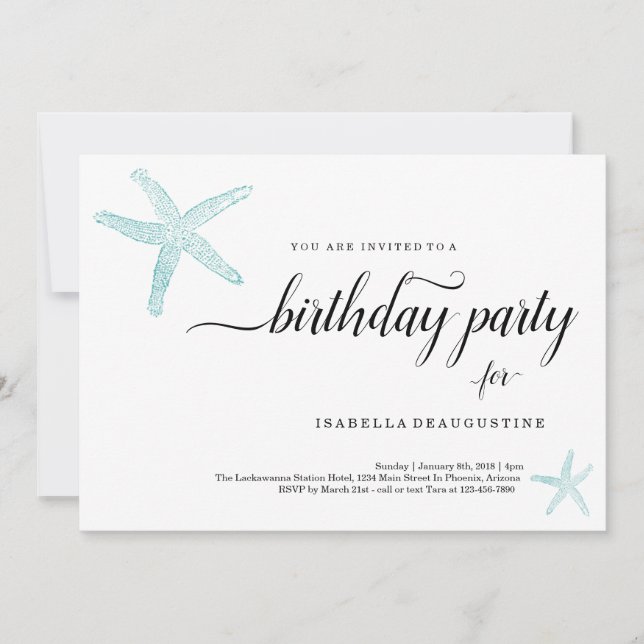 Beach Theme Geburtstagsparty Einladung (Vorderseite)