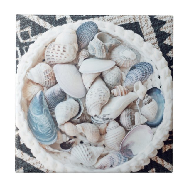 Beach Theme Muscheln Teppich Textur Körbe Fliese (Vorderseite)