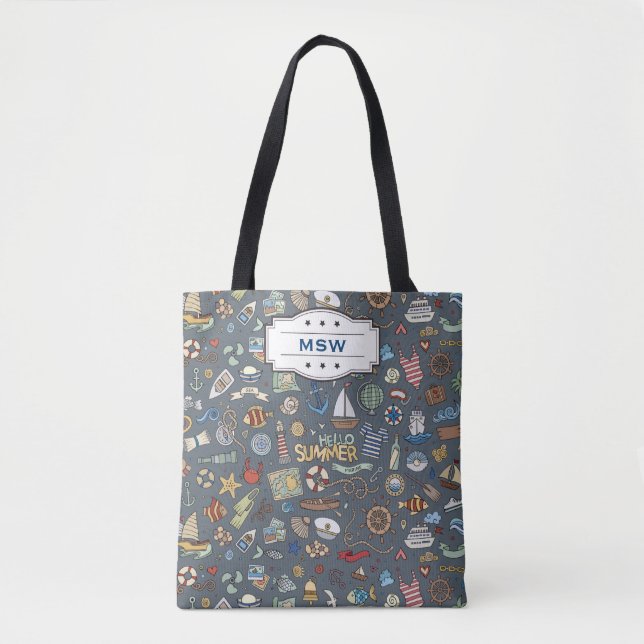Beach Theme, Nautical Pattern Tote Bag (Vorderseite)