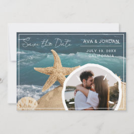 Beach Theme Save the Date Foto Wedding Einladung