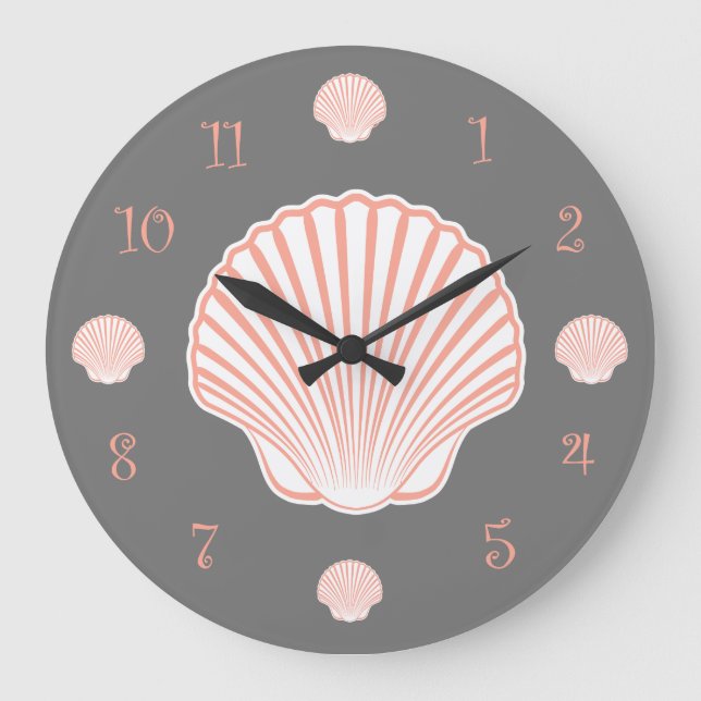 Beach Theme Scallop Muschel Große Wanduhr (Vorderseite)