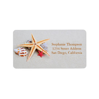 Beach Theme Starfish and Seashell Address Label Adressaufkleber