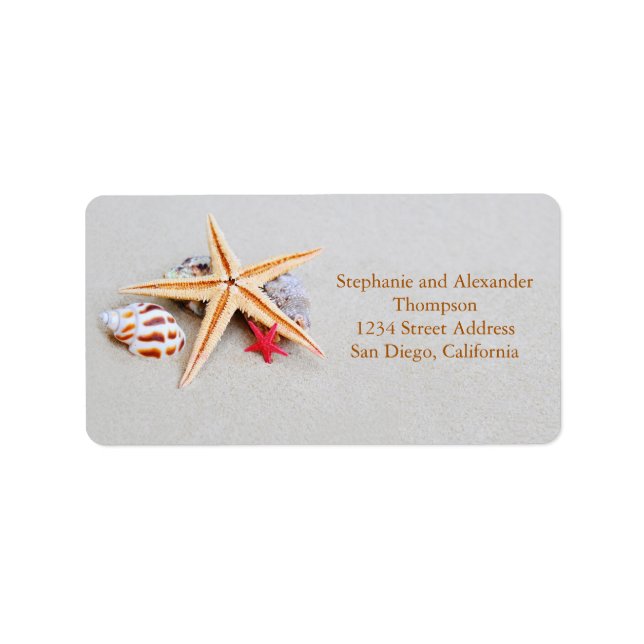 Beach Theme Starfish and Seashell Address Label Adressaufkleber (Vorne)