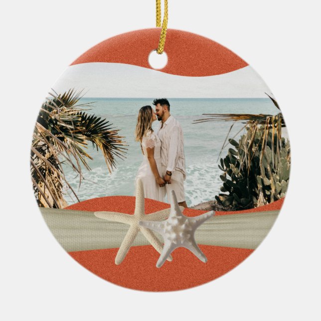Beach Theme Starfish Foto Keramikornament (Vorne)
