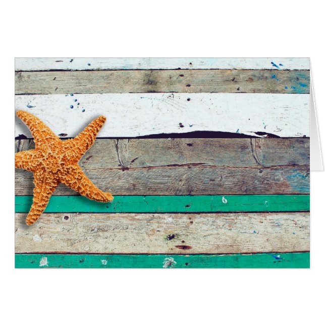 Beach Theme Starfish Wedding rustikal (Vorderseite (Horizontal))