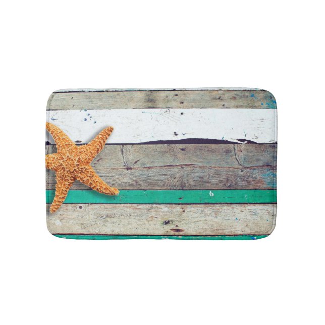 Beach Theme Starfish Wedding rustikal Badematte (Vorderseite)