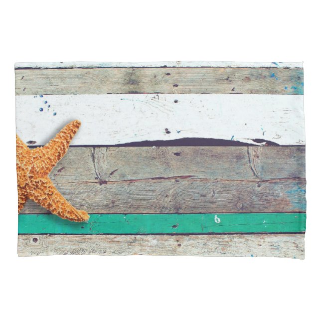 Beach Theme Starfish Wedding rustikal Kissenbezug (Vorderseite)