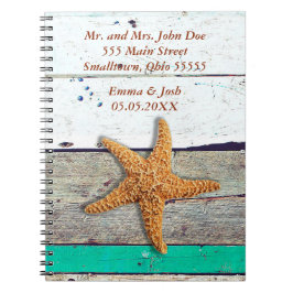 Beach Theme Starfish Wedding rustikal Notizblock