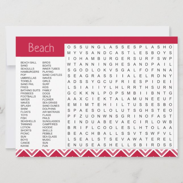 Beach Theme Vermisst You Game Card Ankündigung (Vorderseite)