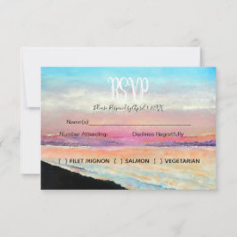 Beach Theme Wedding RSVP Card Karte