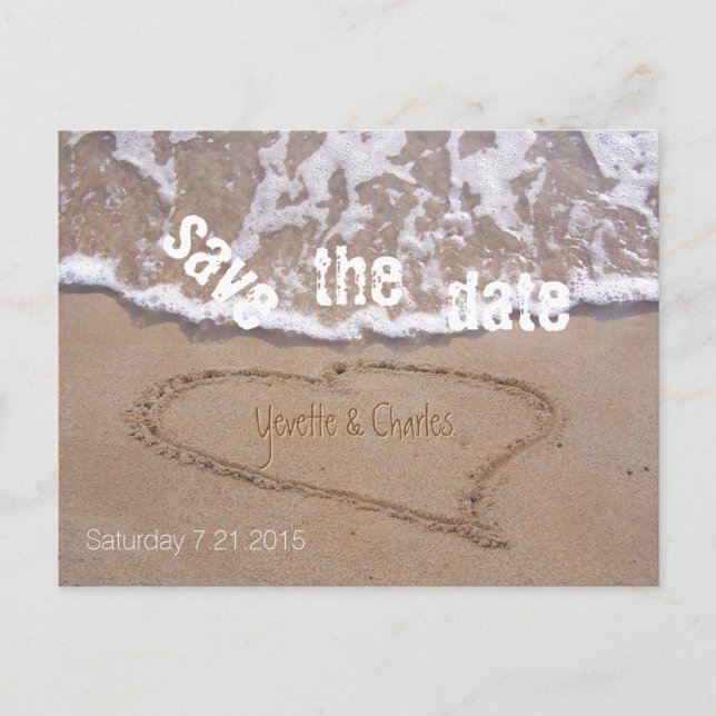 Beach Theme Wedding Save the Date Postcard Ankündigungspostkarte (Vorderseite)
