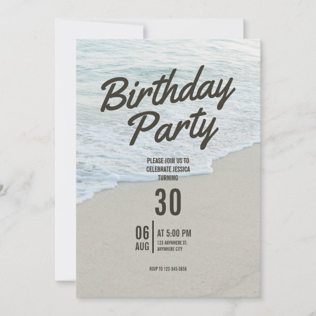Beach Themed Birthday Party Invitation (Vorderseite)
