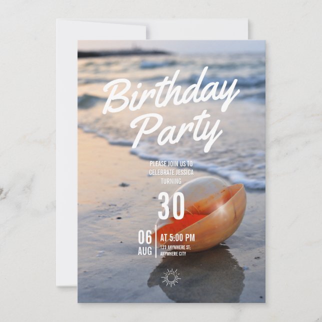 Beach Themed Birthday Party Invitation (Vorderseite)