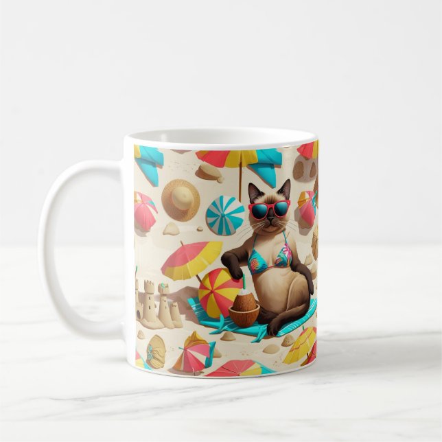  Beach themed for Siamese Cat Lovers Party Kaffeetasse (Links)