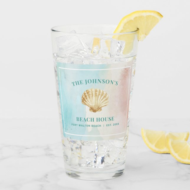 Beach Themed Glass Tumbler (Rückseite Ice)