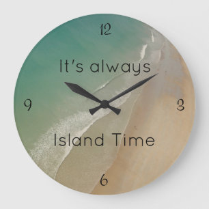 Beach Themed, Island Time Clock Große Wanduhr