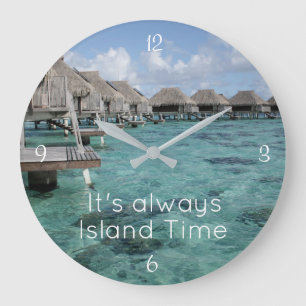Beach Themed, Island Time Clock Große Wanduhr